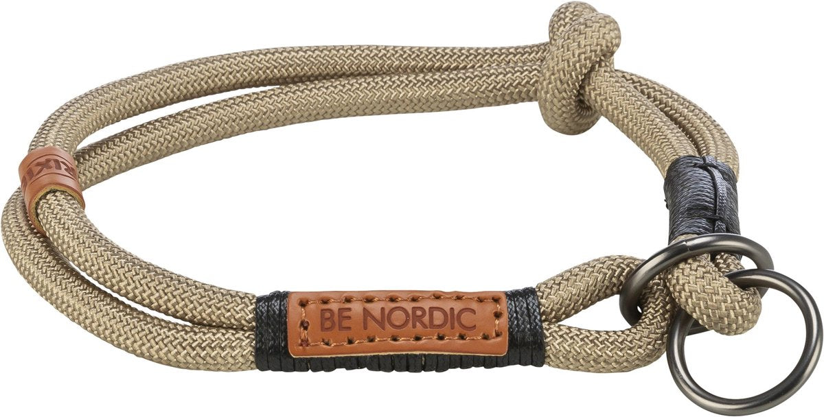 Trixie dog collar be nordic - half-slip sand black - 45x0.8 cm round woven rope