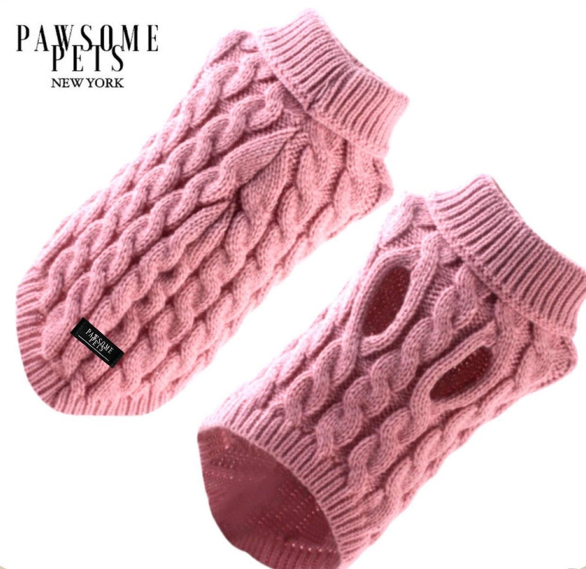 CABLE KNIT SWEATER FOR DOGS AND CATS - PINK ( VERY WARM )
