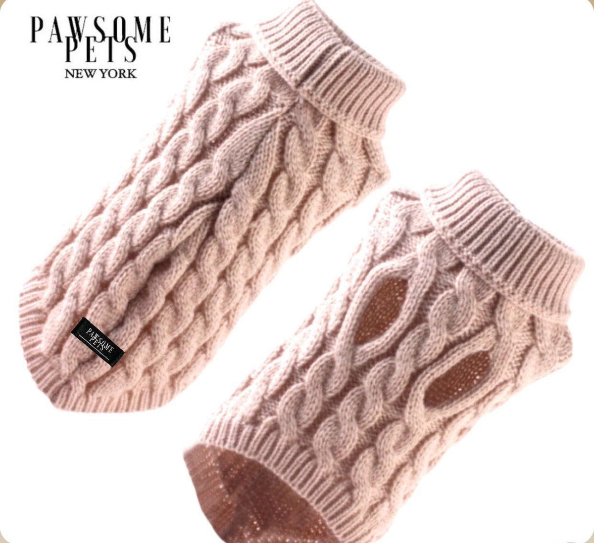 CABLE KNIT SWEATER FOR DOGS AND CATS - BEIGE ( VERY WARM )