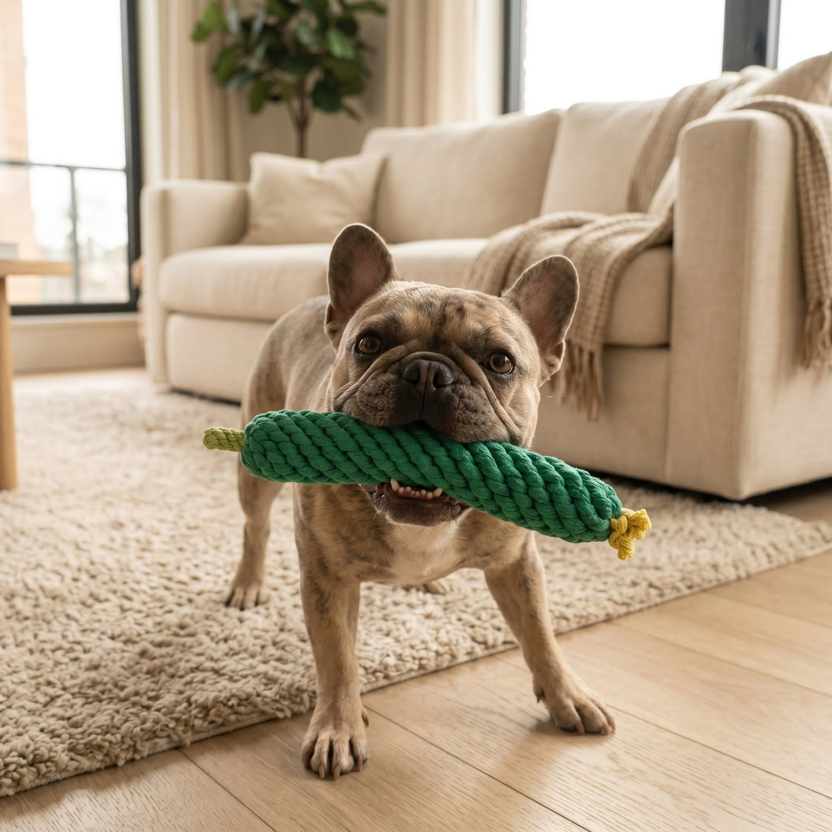 Handcrafted Cucumber Rope Tug Toy