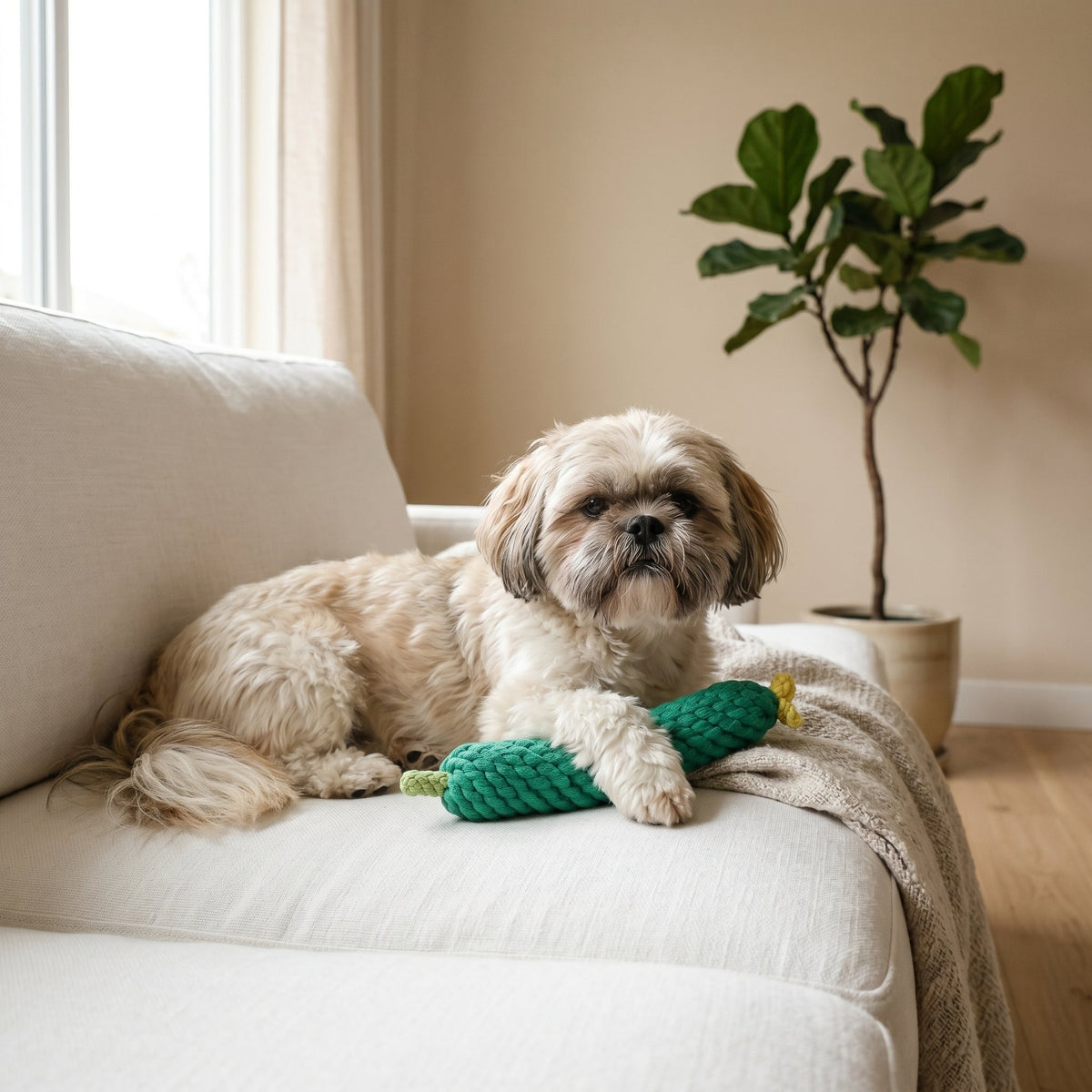Handcrafted Cucumber Rope Tug Toy